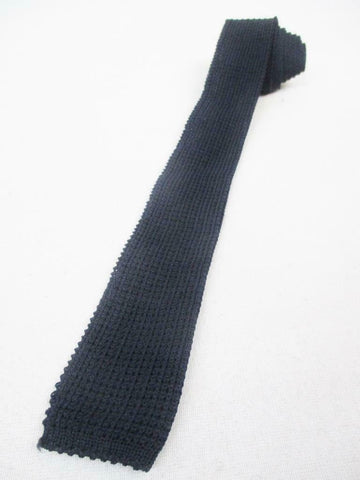 Vintage Mens Dark Navy Blue Flat End Skinny Tie