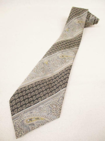 Vintage 1980's Mens Tie Grey Paisley Stripe Retro