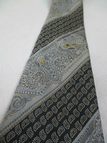Vintage 1980's Mens Tie Grey Paisley Stripe Retro