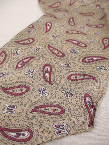 Vintage 60s Sammy Cravat Pale Gold & Red Paisley Pattern Mod Scooter Retro Dandy