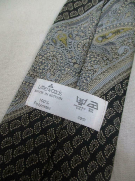Vintage 1980's Mens Tie Grey Paisley Stripe Retro