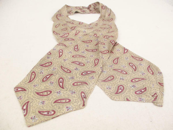 Vintage 60s Sammy Cravat Pale Gold & Red Paisley Pattern Mod Scooter Retro Dandy