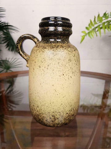 Vintage 1960's West German Pottery Jug 413-20 Black/Cream Mid-Century