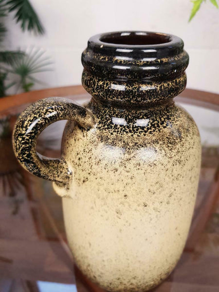 Vintage 1960's West German Pottery Jug 413-20 Black/Cream Mid-Century