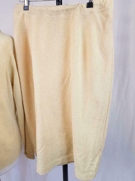 M 14 - Vintage 60's St Michael Pale Yellow Nylon Jacket & Skirt Suit Set - D385