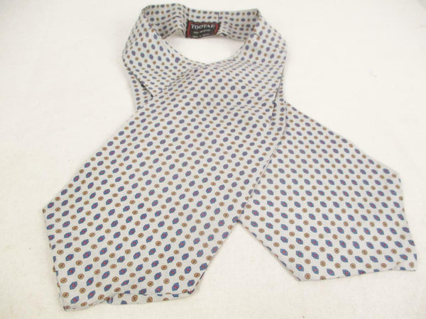 Vintage 70's Tootal Cravat Grey/Blue Retro Pattern Mod Scooter Dandy