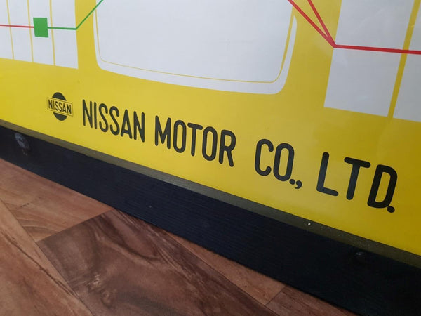 Pair x Vintage Datsun 1800 Framed Car Dealer Posters Nissan Retro Mancave Garage