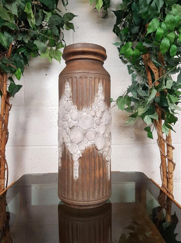 Vintage Mid-Century Austrian Floor Vase 4199-50 Brown & Grey Textured Bubbles