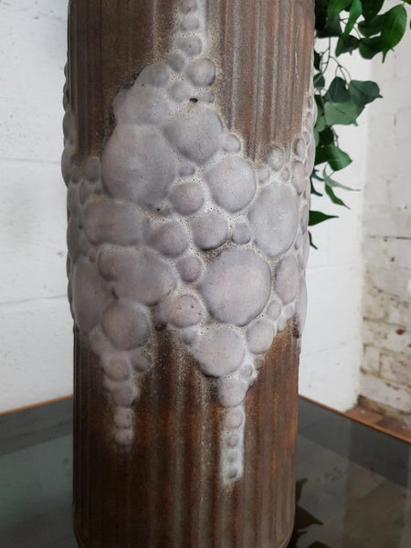 Vintage Mid-Century Austrian Floor Vase 4199-50 Brown & Grey Textured Bubbles