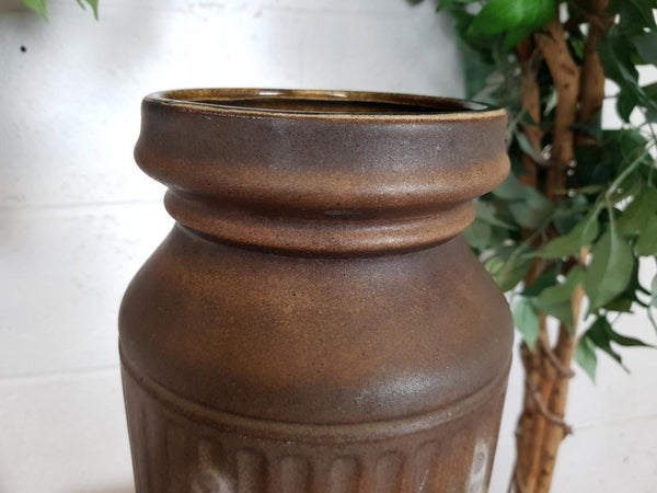 Vintage Mid-Century Austrian Floor Vase 4199-50 Brown & Grey Textured Bubbles