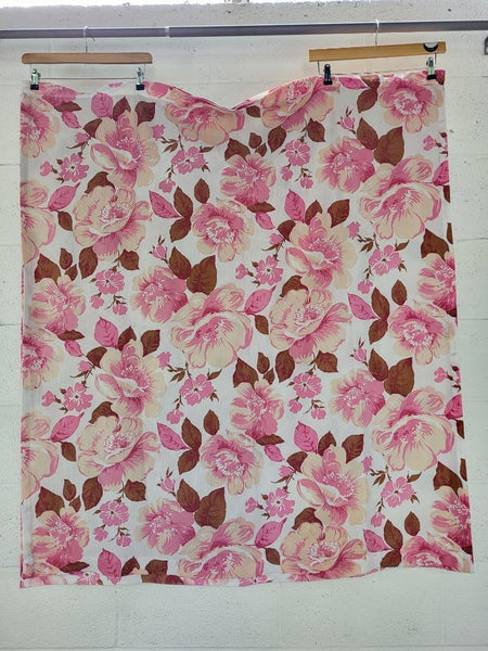Vintage 70's Curtains Pink Floral 130cm Drop Mid-Century Retro Kitsch