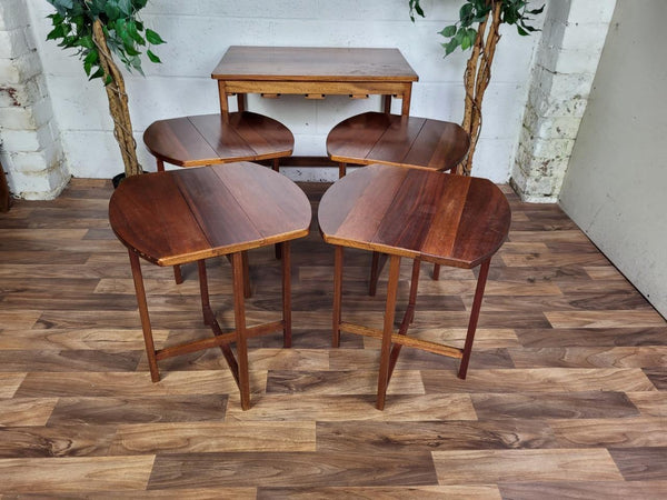 Vintage Mid-Century Teak Nest Of 5 Tables Danish Poul Hundevad Retro MCM