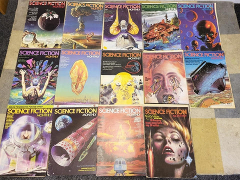 Rare Vintage 70's Science Fiction Monthly Magazines x 14 Sci-Fi Posters Artwork