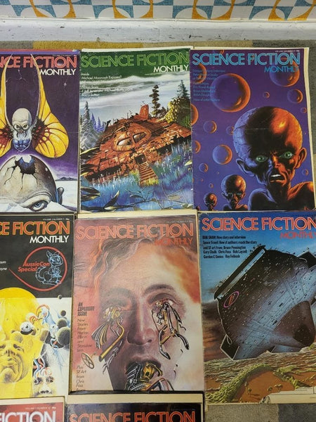 Rare Vintage 70's Science Fiction Monthly Magazines x 14 Sci-Fi Posters Artwork