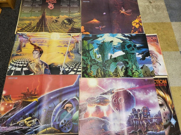 Rare Vintage 70's Science Fiction Monthly Magazines x 14 Sci-Fi Posters Artwork