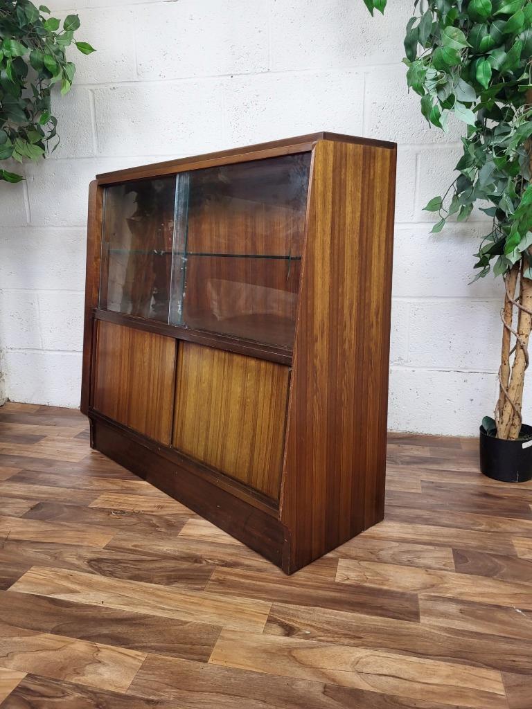 Vintage 60 s G Plan Librenza Bookcase Tola Wood Glass Mid