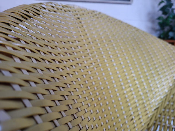 Vintage Mid-Century Small Satellite Basket Chair Yellow/White Atomic Sputnik MCM