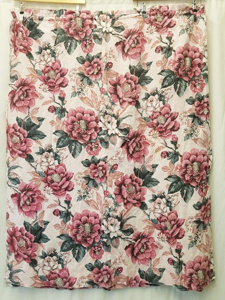 Vintage 70's Curtains Pink & Grey Floral 133cm Drop Mid-Century Retro Kitsch
