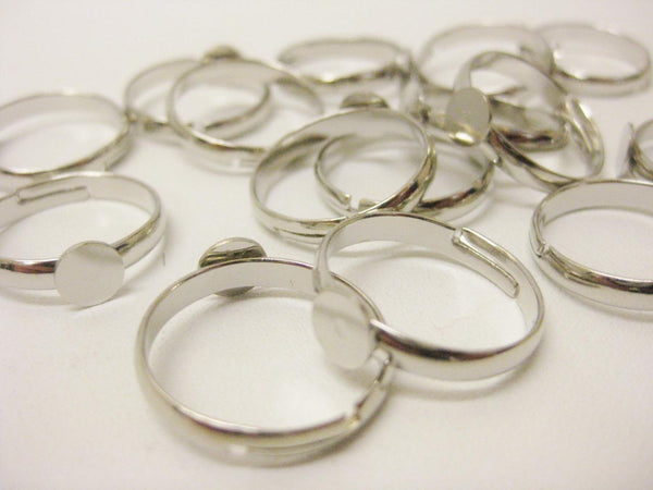 Ring Bases Blanks Shanks in Silver with 6mm pad x 10