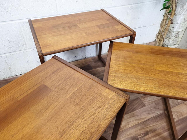 Vintage G Plan Nest Of 3 Teak Tables Parquet Design Mid-Century Retro